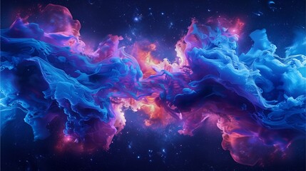 Fototapeta premium A vibrant display of a cosmic nebula in space, illuminated with mesmerizing colors of blue, purple, and orange