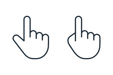 Obraz premium Computer mouse click cursor icon set. Hand and arrow pointer. Vector linear icon illustration isolated on white background.