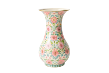 PNG Elegant porcelain vase with intricate floral pattern design
