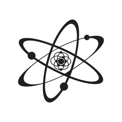 Vector atom icon silhouette isolated on white background. Vector atom icon vector illustration design