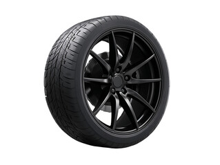 Fototapeta premium Black Tire with Black Rim on Transparent Background, PNG