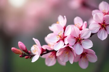 Fototapeta premium Delicate pink sakura blossoms, full bloom, soft petals , flowers, sakura, design