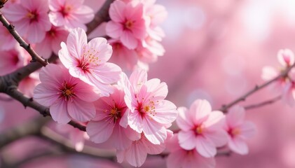 Obraz premium Delicate pink sakura blossoms in full bloom, forming a repeating pattern , textile, japan, branches