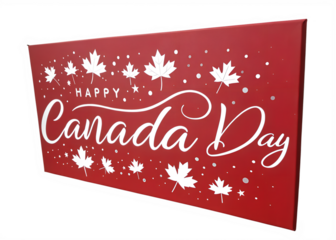 Happy Canada Day Red Canvas with White Maple Leaves