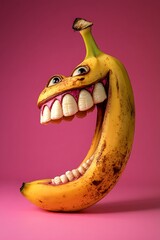 Smiling banana cartoon illustration