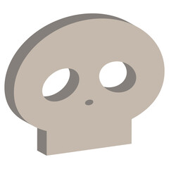 ドクロ　アイソメトリック　イラスト