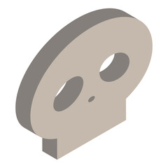 ドクロ　アイソメトリック　イラスト