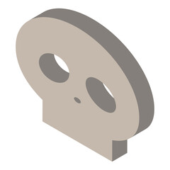 ドクロ　アイソメトリック　イラスト