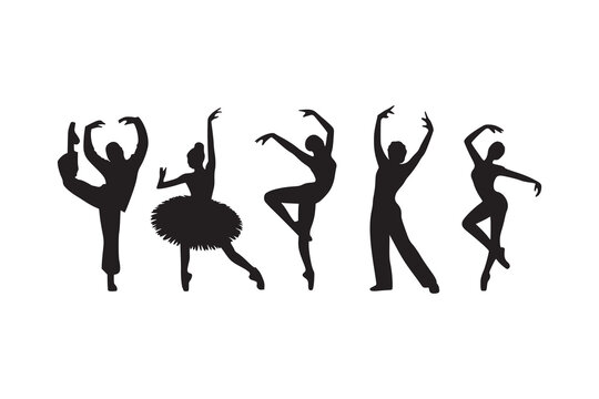 Dynamic Black Dancer Silhouettes in Various Poses