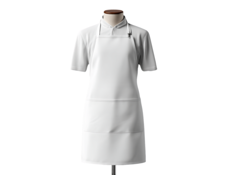 Blank White Apron Mockup on Mannequin with Transparent Background, PNG
