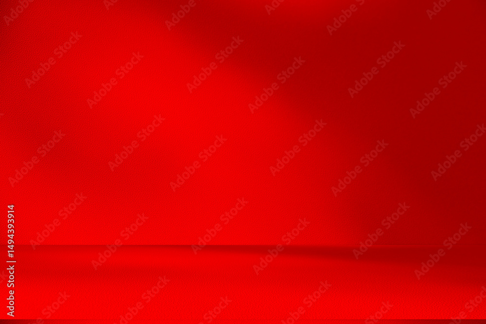 Poster Wall interior background, studio and backdrops show products.with shadow from window color Red background for text insertion and presentation product	
