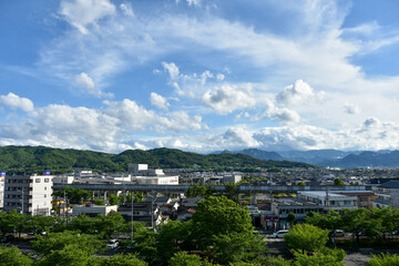 上田城跡から眺める上田市の風景