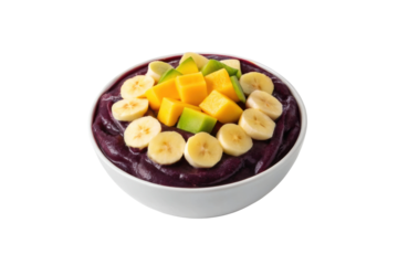 PNG Delicious acai bowl with fresh banana and mango toppings