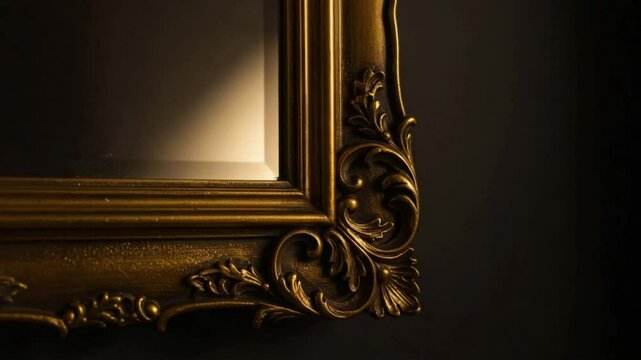Close-up of Ornate Gold Frame - Luxury Baroque Style Frame Corner Detail
