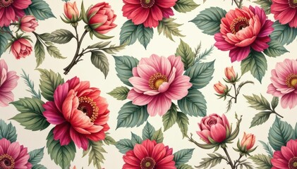 Elegant floral motif repeating seamlessly, ideal for interior design applications , retro, design, plant