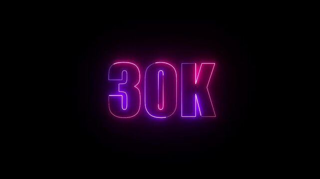 Electrifying Neon Purple and Pink "30K" Milestone Celebration Graphic for Dynamic Social Media Achievements and Creator Milestones