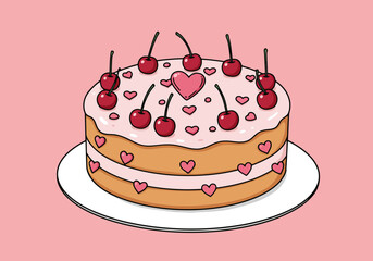 Cherry Heart Cake: Sweet Celebration Dessert