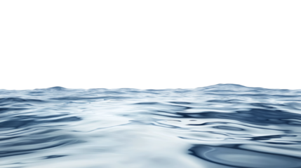 Water surface isolated on transparent background with blue waves