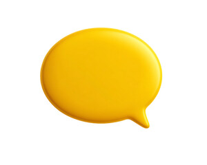 Bright Yellow 3D Speech Bubble on Transparent Background, PNG