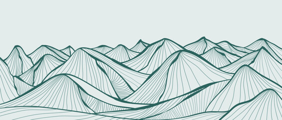Mountains line arts illustration. Hand drawn style. Abstract mountain contemporary aesthetic backgrounds landscapes. use for print art, poster, cover, banner, template