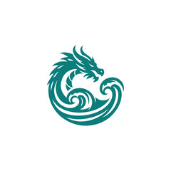 Obraz premium Mythic Wave Dragon Logo