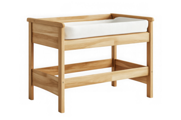 Wooden baby changing table nursery furniture infant care station organizer wood changing table isolated on transparent background
