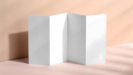 Mockup Four Folded Flyer Sheets Displayed in Flat Composition with Bright Light and Simple Backdrop