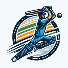 Obraz premium Dynamic Cricket Logo Design – Modern Sports Emblem for Teams, Tournaments & Merchandise