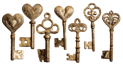 Antique keys set gold vintage