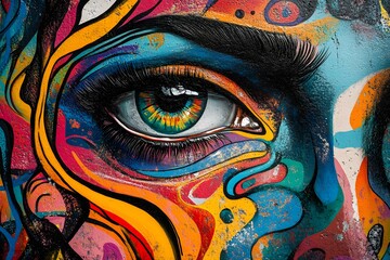 Graffiti on the face of woman