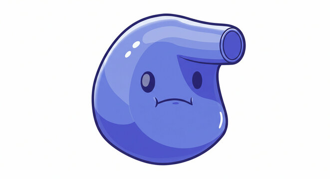 Mopey blue blob creature with pipe