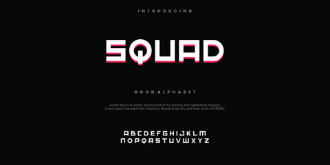 SQUAD Abstract Fashion font alphabet. Minimal modern urban fonts for logo, brand.  vector illustration.
