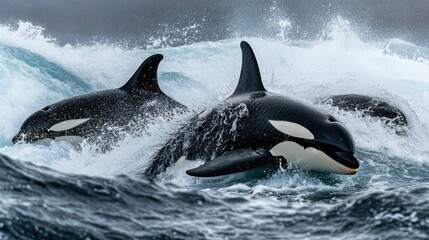 Fototapeta premium Synchronized Ocean Hunters Utilizing Clever Capture Tactics