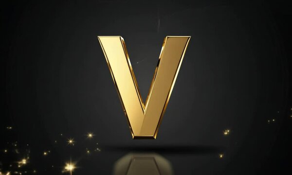 Gold Letter V Animation