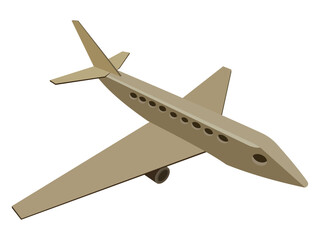 Wooden airplane design with geometric shapes and minimal details