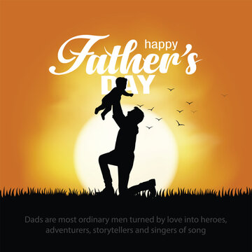 happy fathers day super hero  dad Side View of Lifting Up Baby. abstract vector illustration design