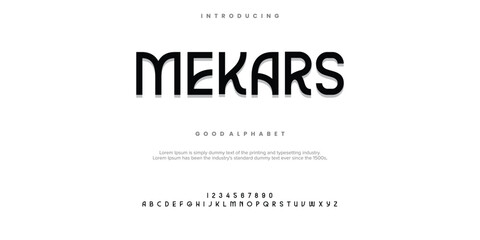 Obraz premium MEKARS Modern minimal abstract alphabet fonts. Typography creative font. vector illustration