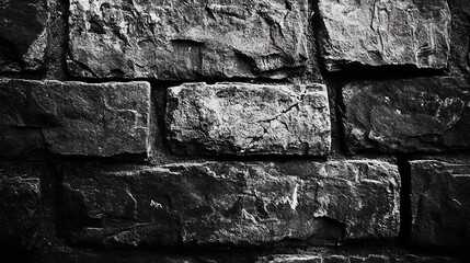 Dark Gray Stone Wall Texture Background Rough Aged Brickwork Pattern Design old rock black white image block heavy solid