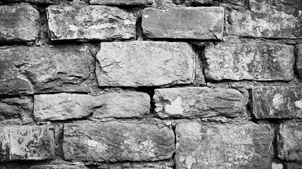 Rustic Stone Wall Texture Background Grey Monochrome Ancient Building Exterior Design Element Rough Natural Surface     