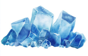 Obraz premium Watercolor Blue Ice Particles on White Background Simple Clip Art and Flat Vector Illustration in Minimalist Style with High Resolution for Clean and Modern Design Projects