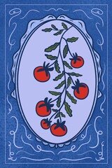 cherry tomatoes on a plate, illustration of tomatos