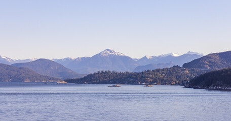 Scenic Morning View of Howe Sound in West Vancouver, BC, Canada