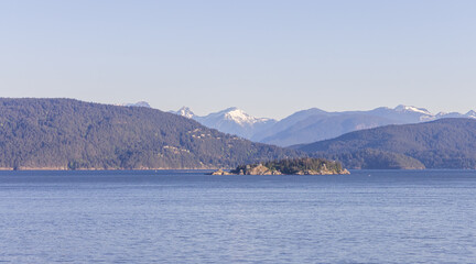 Scenic Morning View over Howe Sound and Mountains in West Vancouver, BC, Canada