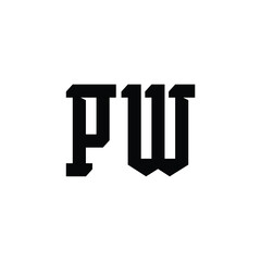 PW monogram logo design letter text name symbol monochrome logotype alphabet character simple logo