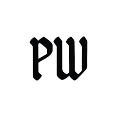 PW monogram logo design letter text name symbol monochrome logotype alphabet character simple logo