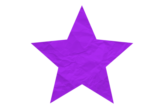 Crumpled purple star pattern stickers, separated on a transparent background.