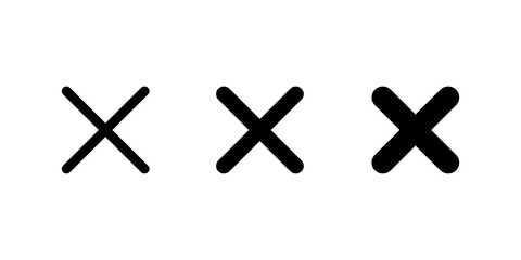 Cross x icon set in rounded corner. Wrong, error, close sign symbol
