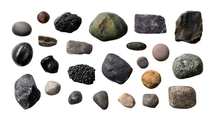Variety of pebbles and stones collection