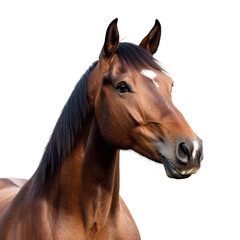 Fototapeta premium Brown horse head isolated on transparent background