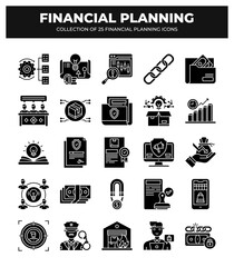 Collection of 25 Financial Planning Icons: A Visual Guide to Business Strategy
